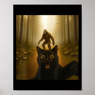 Cat Selfie met Bigfoot Funny Cats Cadeaus voor Man Poster