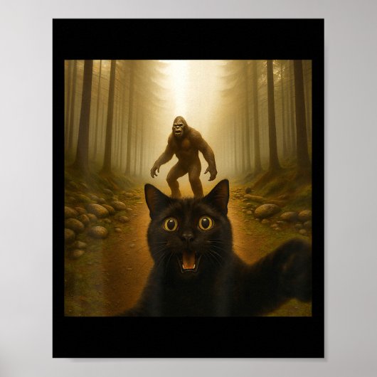 Cat Selfie met Bigfoot Funny Cats Cadeaus voor Man Poster (Voorkant)