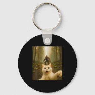 Cat Selfie met Bigfoot Funny Cats Cadeaus voor Man Sleutelhanger