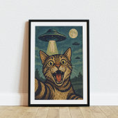 Cat Selfie met UFO Wall Art Poster Print