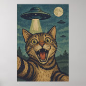 Cat Selfie met UFO Wall Art Poster Print (Voorkant)