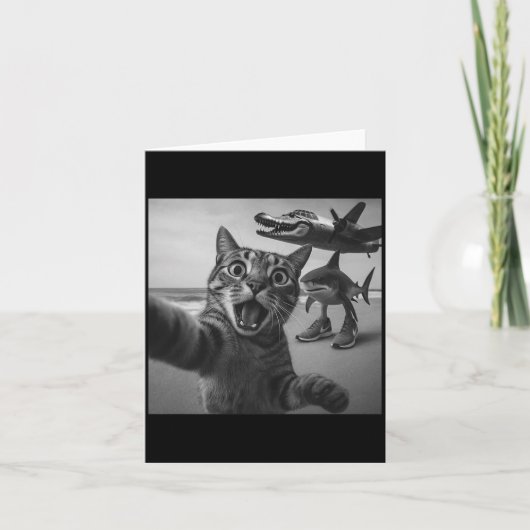 Cat Selfie Shark Crocodile Italian Brainrot Meme M Kaart (Voorkant)
