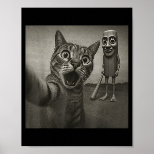 Cat Selfie Tung Tung Tung Sahur Italian Brainrot F Poster (Voorkant)