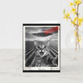 Cat Selfie Ufo Alien Funny Surprised Cat Meme Men  Kaart (Gele Bloem)