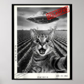 Cat Selfie Ufo Alien Funny Surprised Cat Meme Men  Poster (Voorkant)
