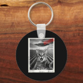 Cat Selfie Ufo Alien Funny Surprised Cat Meme Men Sleutelhanger (Voorkant)