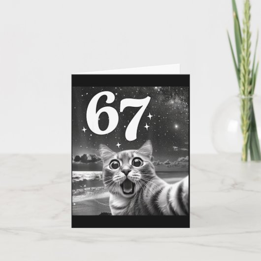 Cat Selfie With 67 Meme Funny Cats Graphic For Men Kaart (Voorkant)