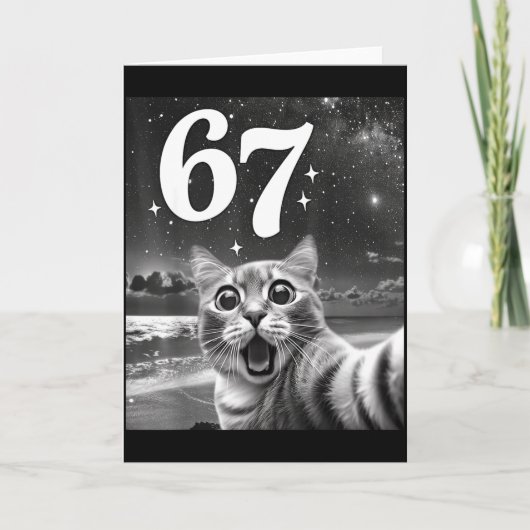 Cat Selfie With 67 Meme Funny Cats Graphic For Men Kaart (Voorkant)