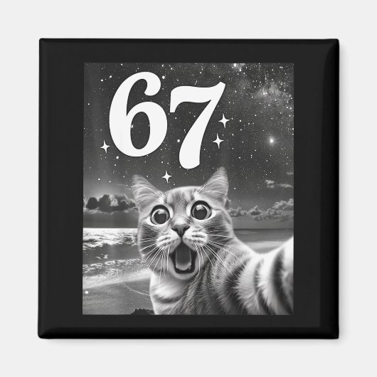 Cat Selfie With 67 Meme Funny Cats Graphic For Men Magneet (Voorkant)