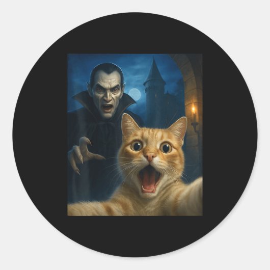 Cat Selfie With A Vamre Funny Cat Ronde Sticker (Voorkant)