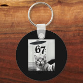 Cat Selfie With Alien Ufo And 67 Funny 6 7 For Men Sleutelhanger (Voorkant)