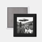 Cat Selfie With Alien Ufo Funny Cat Alien Bigfoot  Magneet (Voorkant / Achterkant)