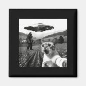 Cat Selfie With Alien Ufo Funny Cat Alien Bigfoot Magneet (Voorkant)