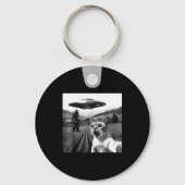 Cat Selfie With Alien Ufo Funny Cat Alien Bigfoot Sleutelhanger (Voorkant)