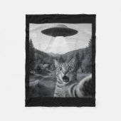 Cat Selfie With Alien Ufo Funny Cat Funny Ed Cat  Fleece Deken (Voorkant)