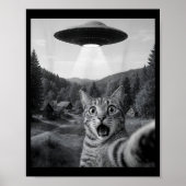 Cat Selfie With Alien Ufo Funny Cat Funny Ed Cat  Poster (Voorkant)