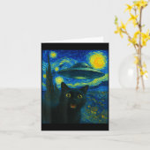 Cat Selfie With Alien Ufo Night Van Gogh Men Women Kaart (Gele Bloem)