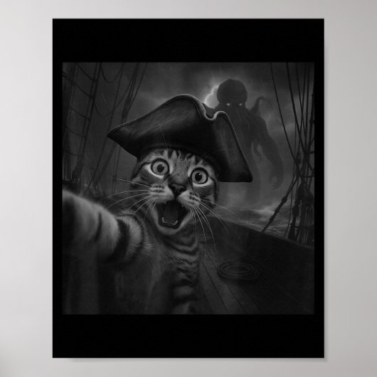 Cat Selfie With Cthulhu Cosmic Horror Funny Meme M Poster (Voorkant)