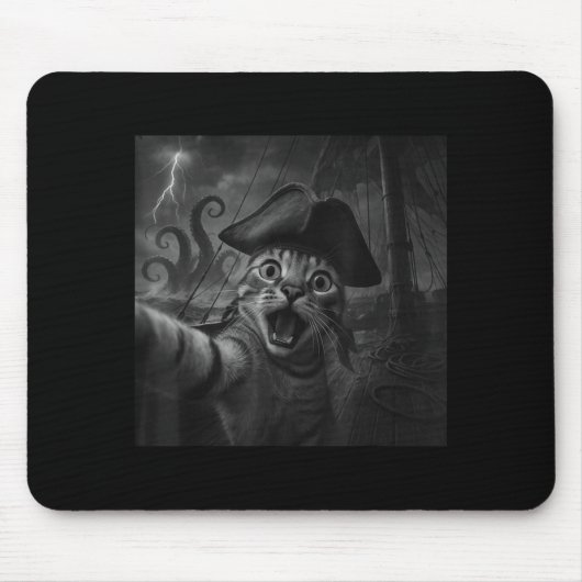 Cat Selfie With Kraken Octopus Funny Meme Men Wome Muismat (Voorkant)