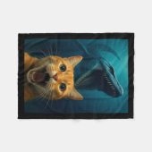 Cat Selfie With Mosasaurus Dinosaur For Boys Kids Fleece Deken (Voorkant (Horizontaal))