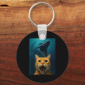 Cat Selfie With Mosasaurus Dinosaur For Boys Kids  Sleutelhanger (Voorkant)