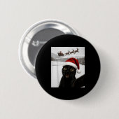 Cat Selfie With Santa Funny Black Cat Christmas Me Ronde Button 5,7 Cm (Voorkant /achterkant)