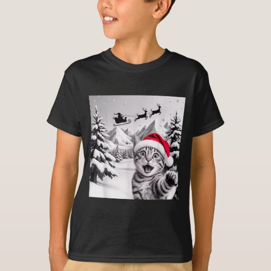 Cat Selfie With Santa T-shirt (Voorkant)