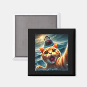 Cat Selfie With Shark Funny  Magneet (Voorkant / Achterkant)