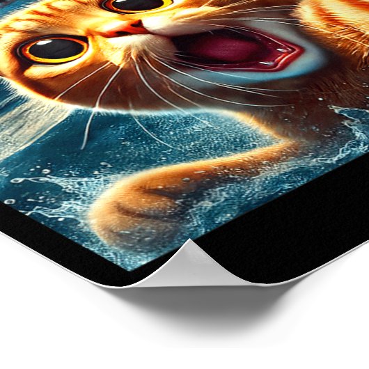 Cat Selfie With Shark Funny  Poster (Hoek)