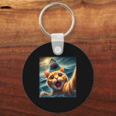 Cat Selfie With Shark Funny  Sleutelhanger (Voorkant)
