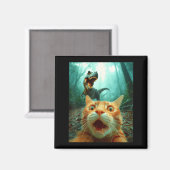 Cat Selfie With T-rex Dinosaur Trex Dino Men Women Magneet (Voorkant / Achterkant)