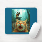 Cat Selfie With T-rex Dinosaur Trex Dino Men Women Muismat (Met muis)