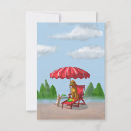 Cat Servant en Poedel Note Kaart