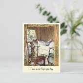 Cat serveert een beker van ❝ thee en sympathie ❞ briefkaart (Staand voorkant)