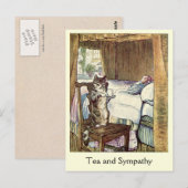Cat serveert een beker van ❝ thee en sympathie ❞ briefkaart (Voorkant / Achterkant)