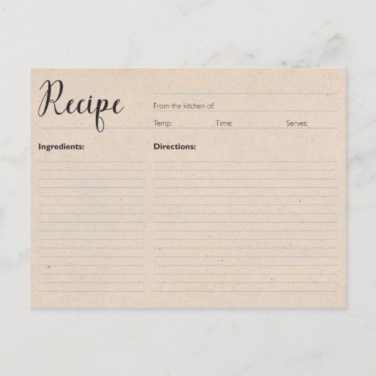 Cat Serving Tea Recipe Card Briefkaart (Achterkant)