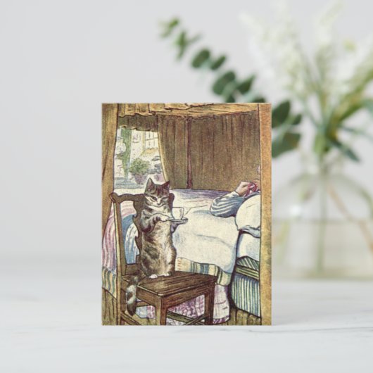 Cat Serving Tea Recipe Card Briefkaart (Staand voorkant)