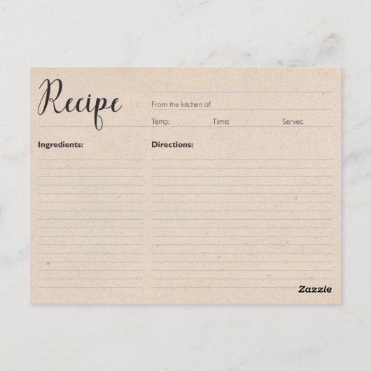 Cat Serving Tea Recipe Card Briefkaart (Achterkant)