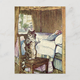 Cat Serving Tea Recipe Card Briefkaart