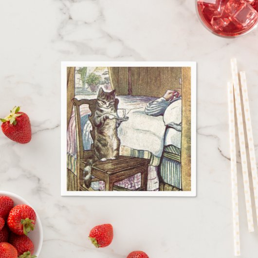 Cat Serving Tea Servetten (Insitu)