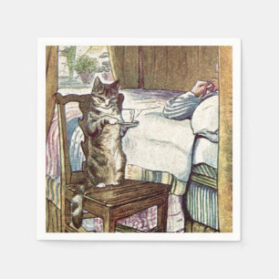 Cat Serving Tea Servetten