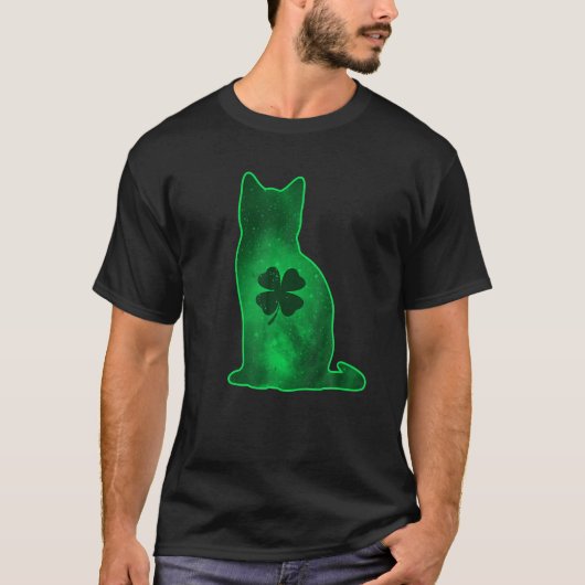 Cat Shamrock Clover Leaf Pajamas St. Patrick's Day T-shirt (Voorkant)
