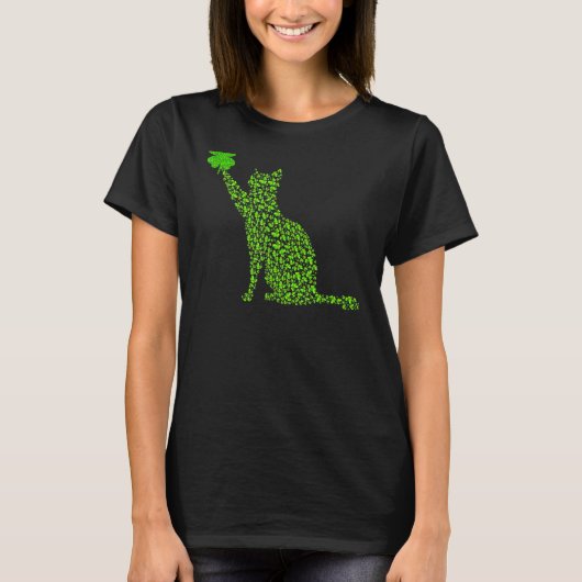 Cat Shamrock Happy Saint Patrick's Day Cat Irish T-shirt (Voorkant)