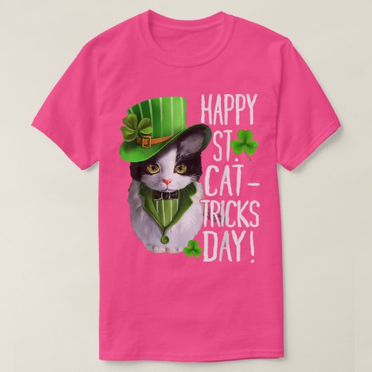 Cat Shamrock Leprechaun Happy St Patricks Day T-shirt (Design voorkant)