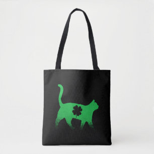 Cat Shamrock Saint Patricks Dag Tote Bag