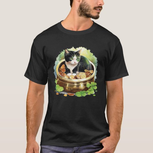 Cat Shamrock St Patrick s Day Leprechaun Cat  Cat T-shirt (Voorkant)