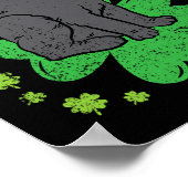 Cat Shamrock St Patricks Dag 4 Bladklaver Mannen W Poster (Hoek)