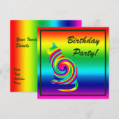 Cat Shaped Rainbow Twirl Kaart (Voorkant / Achterkant)