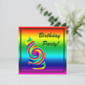 Cat Shaped Rainbow Twirl Kaart (Staand voorkant)
