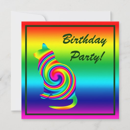 Cat Shaped Rainbow Twirl Kaart (Voorkant)